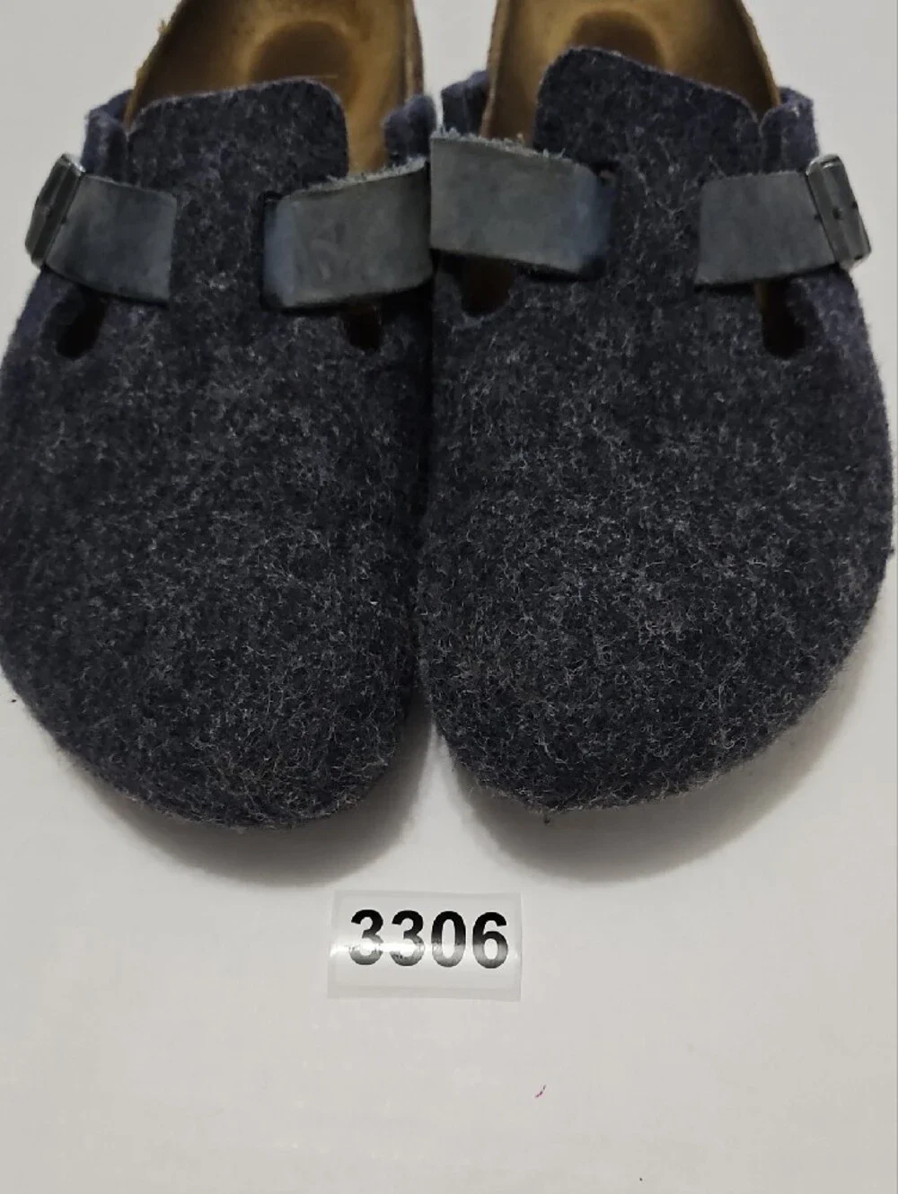 Birkenstock Men's Navy Wool Slip-On Clogs with Black Buckle